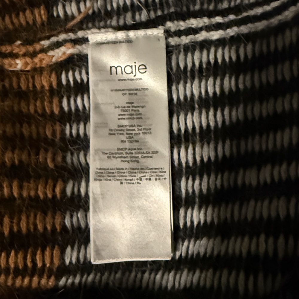 Maje Striped Cardigan with Fringe - Picture 4 of 7